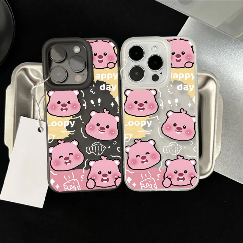GOOD เคสโทรศัพท์การ์ตูน Matte น้ำแข็ง เชอร์รี่ ฝาครอบโทรศัพท์นุ่ม IPhone 11 14 15 13 12 Pro MAX XR 7/8 Plus 16 XS MAX