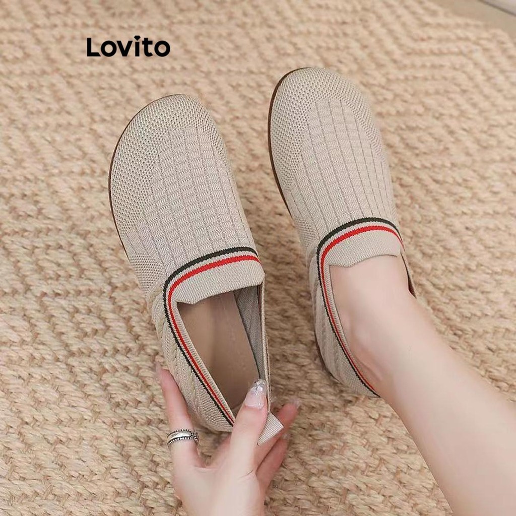 Lovito ลำลองสีพื้นนุ่มนิ่มแต่เพียงผู้เดียว การกันลื่นMary Janes สำหรับผู้หญิง LFA50221