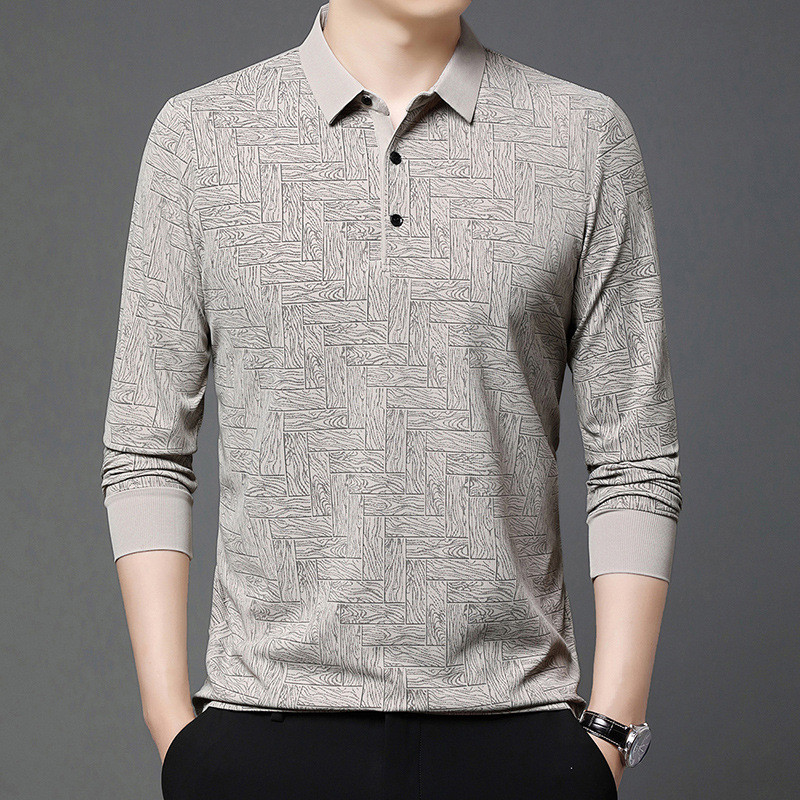 ใหม่ฤดูใบไม้ร่วงแขนยาวเสื้อโปโลผู้ชายเสื้อยืด, ธุรกิจแฟชั่นสบายๆพิมพ์, คอปกอเนกประสงค์สไตล์อินเทรนด์