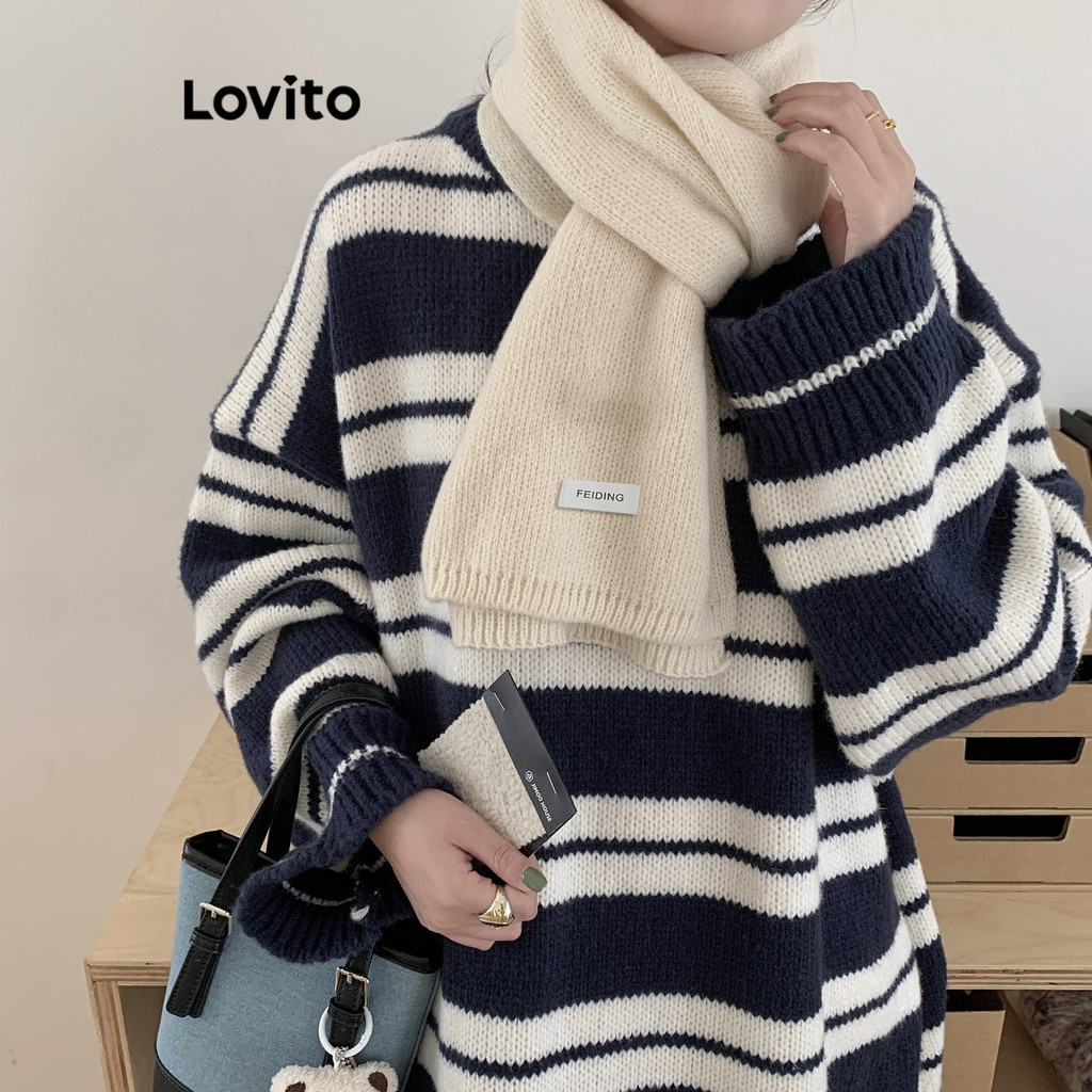 Lovito ผ้าพันคอผู้หญิง เบสิก สีพื้น สไตล์ลำลอง LFA10357
