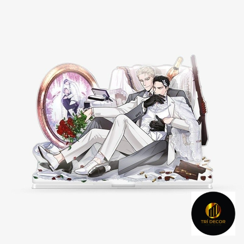 Standee รุ่น ROSES AND CHAMPAGNE ROSES AND Wine BL chibi รูปปั้นไมกาอะคริลิคในการตกแต่งที่ไม่ซ้ําใคร