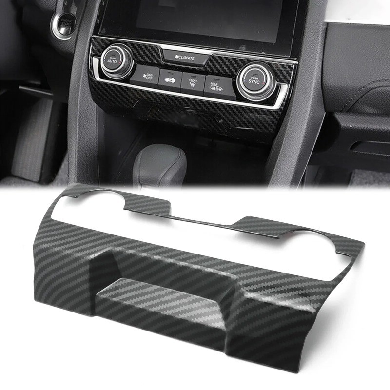 Honda Civic Fc 10th Gen 2016-2021 คอนโซลกลางภายใน AC แผงฝาครอบ Trim คาร์บอนไฟเบอร์ Texture
