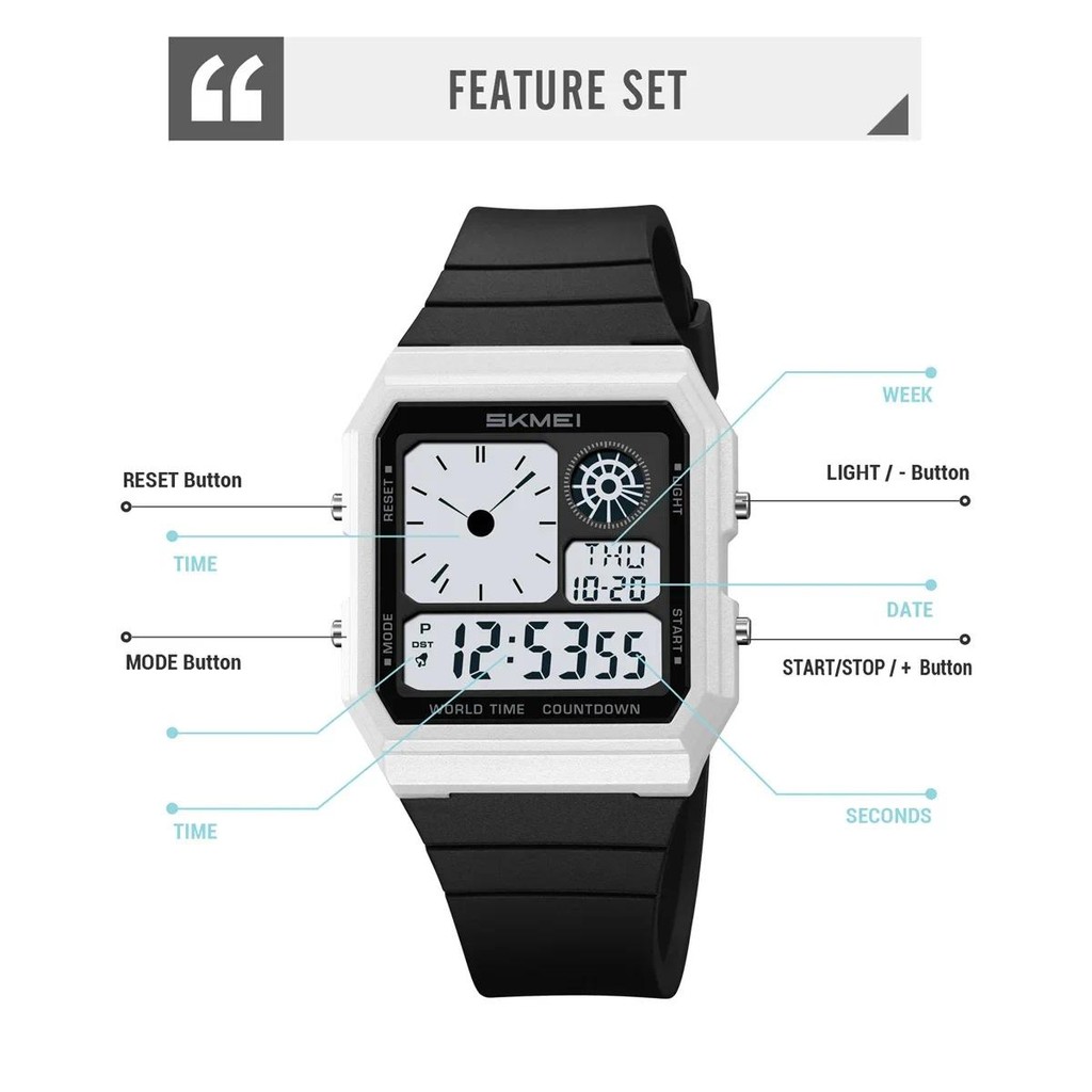 Skmei 2347 Daylight Time Digital Sport นาฬิกาอิเล็กทรอนิกส์สําหรับผู้ชายผู้หญิงนักเรียนกันน้ํากลางแจ้ง Chrono นาฬิกาข้อมือ Reloj