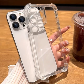 ใหม่ iPhone กันกระแทกเคสโทรศัพท์นุ่มโปร่งใส 16/15/14/13/12/11 Pro Max Plus X XS Max XR 7Plus 8Plus หรูหราโปร่งใสขอบฝาครอบป้องกัน