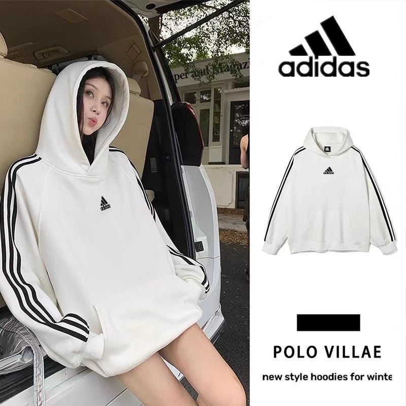 ADIDAS อาดิดาส 100% ต้นฉบับปักโลโก้ ไม่จํากัดเพศ เสื้อกันหนาวมีฮู้ดลําลองแฟชั่นเสื้อกันหนาวหมวกความเรียบง่าย