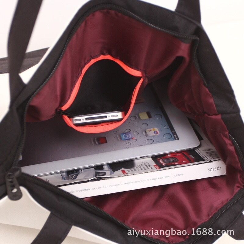V-shop2 กระเป๋าผ้าแฟชั่น ขนาดใหญ่ ลายน่ารัก มีซิป แบบถือสะพายไหล่กระเป๋าผ้า TOTE สไตล์ญี่ปุ่น