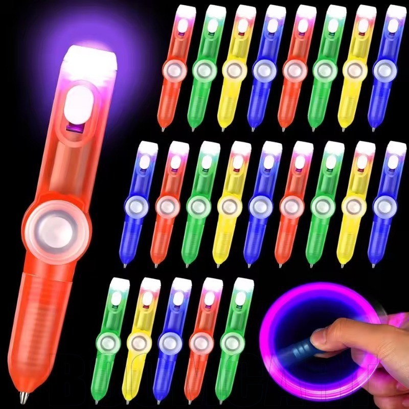 1/4 ชิ้น LED Spinning ปากกาลูกลื่น - Spinner ความเครียดบรรเทาของเล่น - เด็กนักเรียนเครื่องเขียนอุปกรณ์ - เรืองแสงในที่มืด, ความแปลกใหม่, ตลก - Luminous Gyro ปากกา