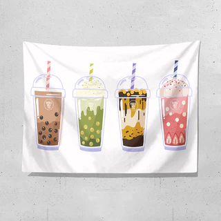 ผ้าพื้นหลังโฆษณาสร้างสรรค์สำหรับร้านค้า ผ้าแขวนสำหรับเครื่องดื่มชานม Agirl