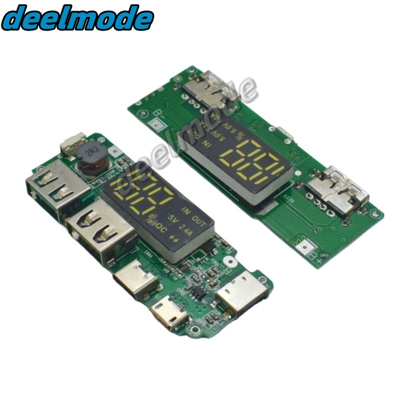 Led Dual USB 5V 2.4A 2A 1A Micro/Type-C USB Mobile Power Bank 18650 โมดูลชาร ์ จแบตเตอรี ่ ลิเธียม Charger Board ป ้ องกันวงจร