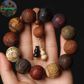 Classic 20 มม.Handmade ไม้แกะสลักสร้อยข้อมือลูกปัดพร้อมจี้สําหรับผู้ชายและผู้หญิงเครื่องประดับของขวัญ TH