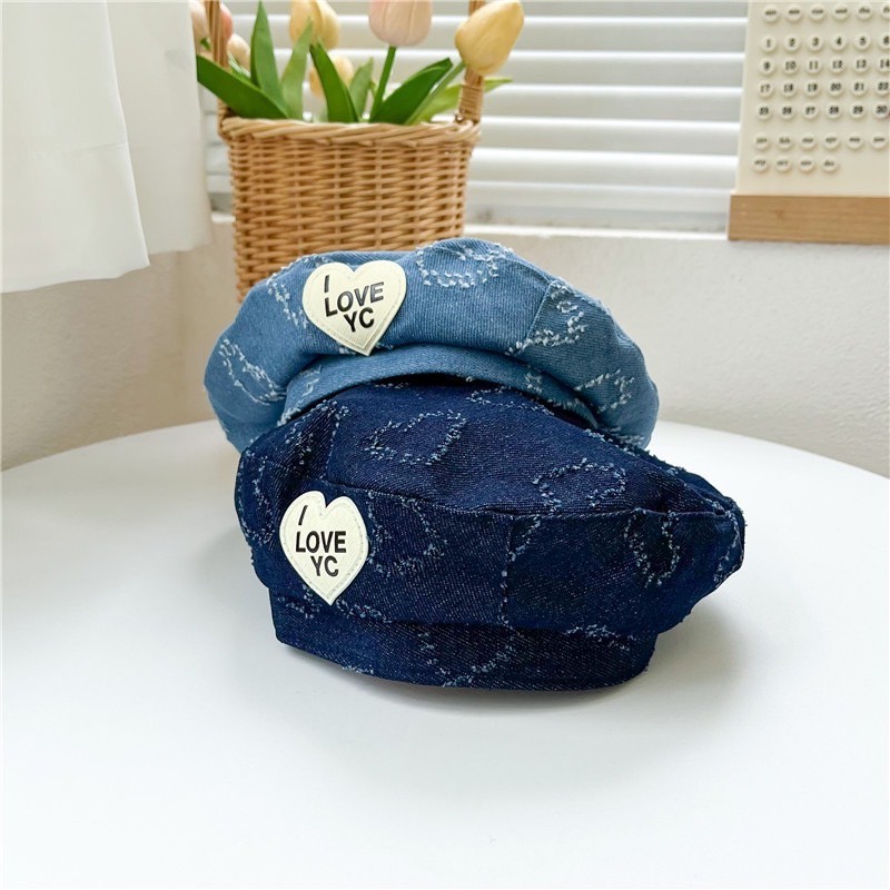 PRETTY BABY หมวกเด็ก 2-8ปี รอบหัว48-52cm หมวกทรงเบเร่ต์ยีนส์ หมวกแฟชั่น ปรับขนาดได้ (1540) - รูปที่ 2