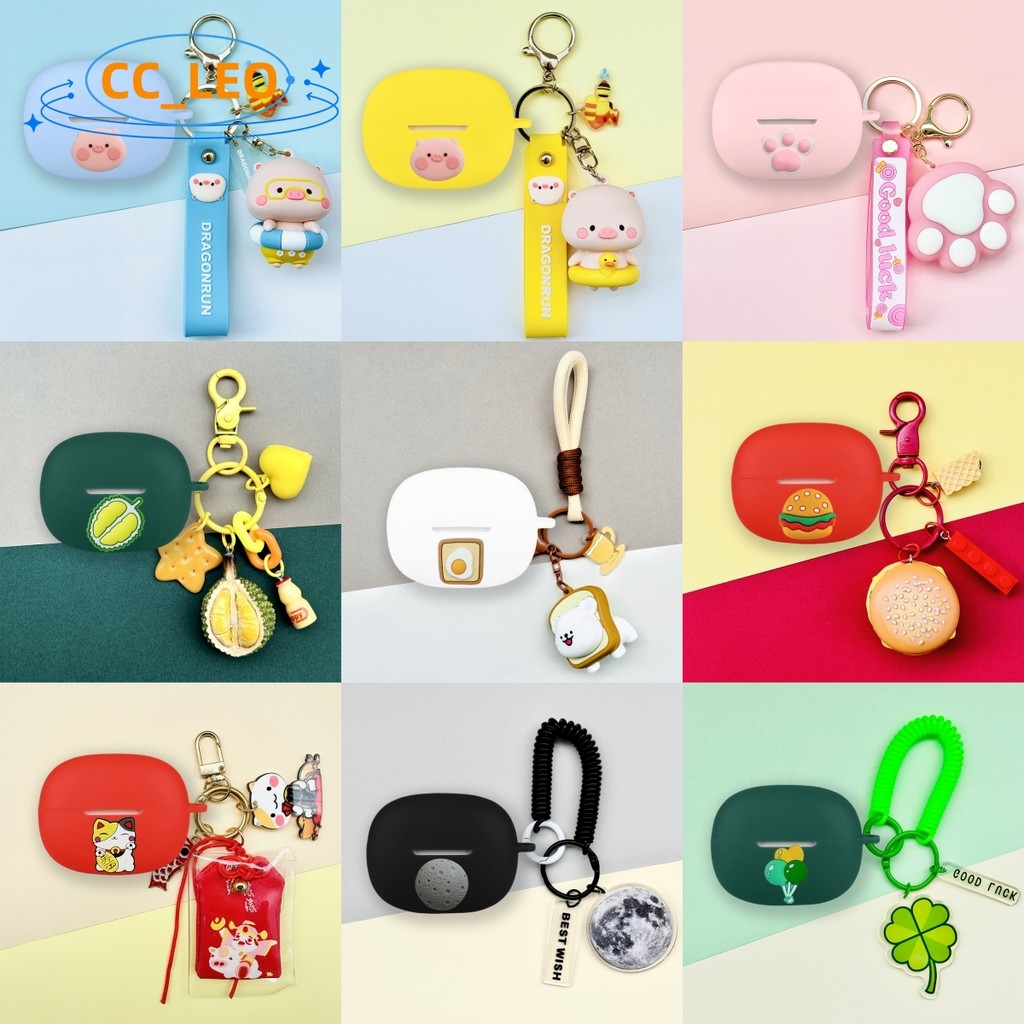 For Shokz OpenDots One E310 Case Cute Lucky Cat Cartoon Keychain Silicone Soft Case Shokz OpenDots One Shockproof Shell Case Protective Sleeve Hamburger Durian Toast Puppy Pendant