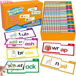Keepin Reading Flip Book, Montessori Early Educational 30 อ่านพลิกหนังสือ,ของเล่นเพื่อการศึกษา Words & ภาพ Interactive Creative Word Family Build หนังสือของเล่นเด็ก