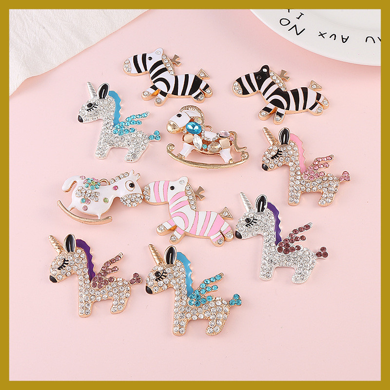 เครื่องประดับสัตว์ Zebra Gem Phone Case Beauty diy Handmade Diamond Accessories Hand-Made วัสดุครีมก