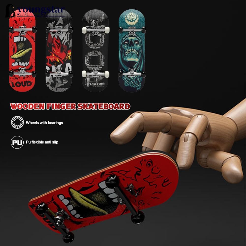Youngstar ไม้ Fingerboard Fingerboard ชุดนิ้วมือสกู๊ตเตอร์สเก็ตนิ้วมือ Maple ไม้ Professional Mini สเก็ตบอร์ดของเล่นเด็ก M5V8