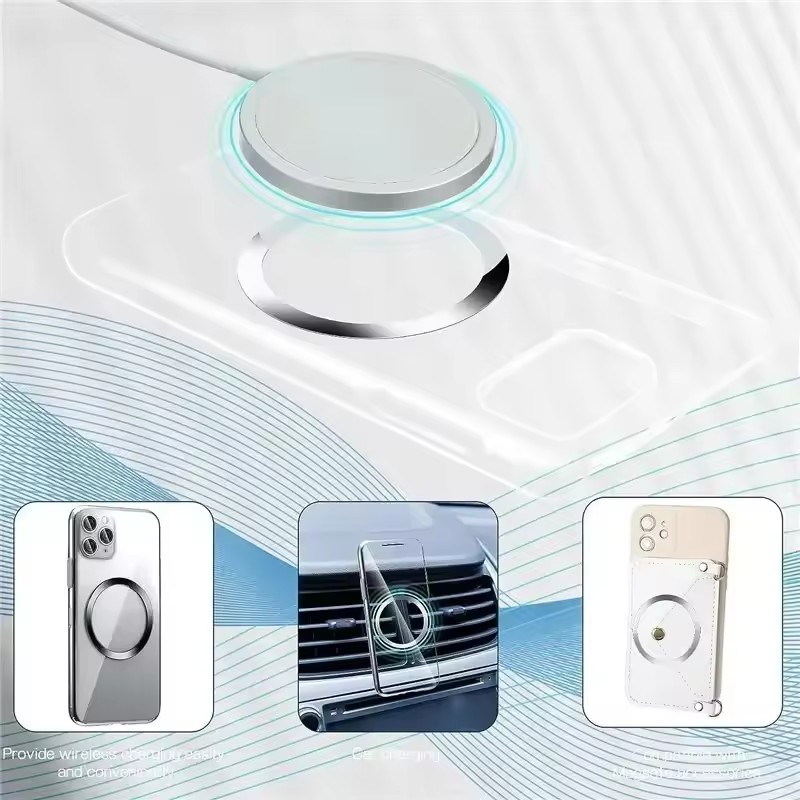 สติกเกอร์วงแหวนโลหะแม่เหล็ก - ที่วางโทรศัพท์ในรถยนต์แบบสากล -แผ่นเหล็กชาร์จไร้สาย - รูปที่ 2