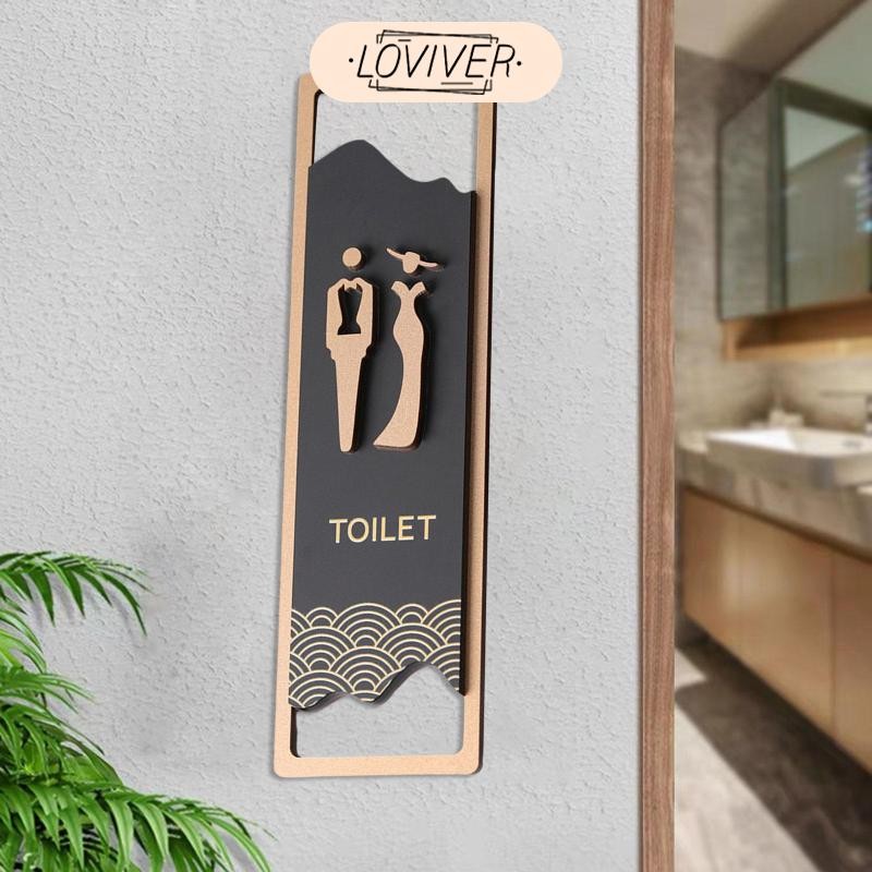 LOVIVER ป้ายห้องน้ําสัญลักษณ์กราฟิกป้ายห้องน้ําแขวนผนังโล่ห้องน้ําป้ายสําหรับประตูสาธารณะหรือผนังห้างสรรพสินค้าร้านคาเฟ่บาร์
