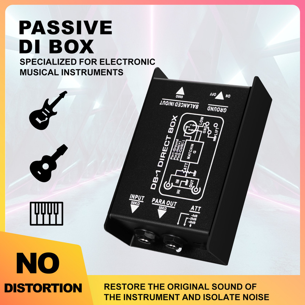 กล่องแปลงสัญญาณเสียง DI-Box ช่องเดียว สมดุล และไม่สมดุล พร้อมอินเตอร์เฟส XLR TRS สําหรับกีตาร์ไฟฟ้า 