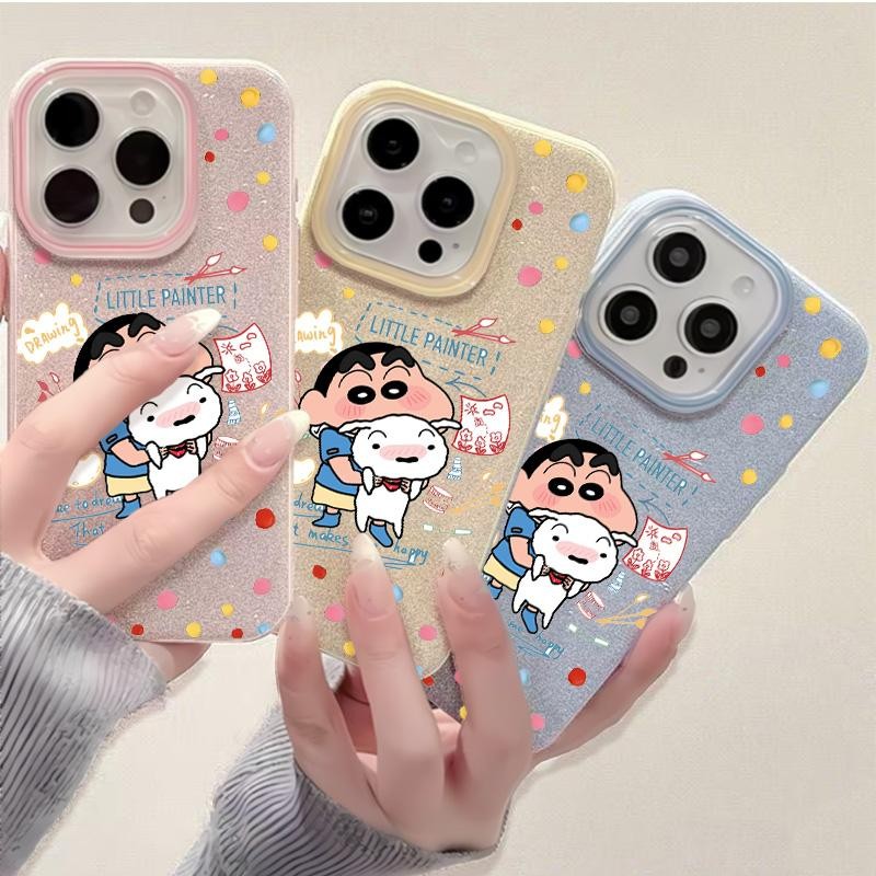 สําหรับ iphone14 12 13 15 11 16 13pro 12pro 15Promax 13plus 14plus หลวมแป้งเคสโทรศัพท์น่ารักการ์ตูนก