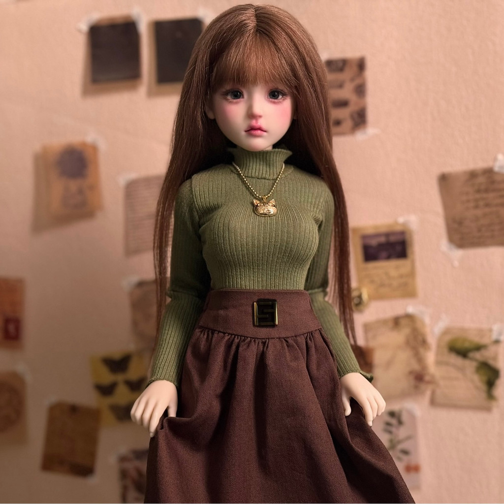 ชุดเสื้อผ้าตุ๊กตา BJD เสื้อคอเต่าถัก กระโปรงรัดรูป 1/4