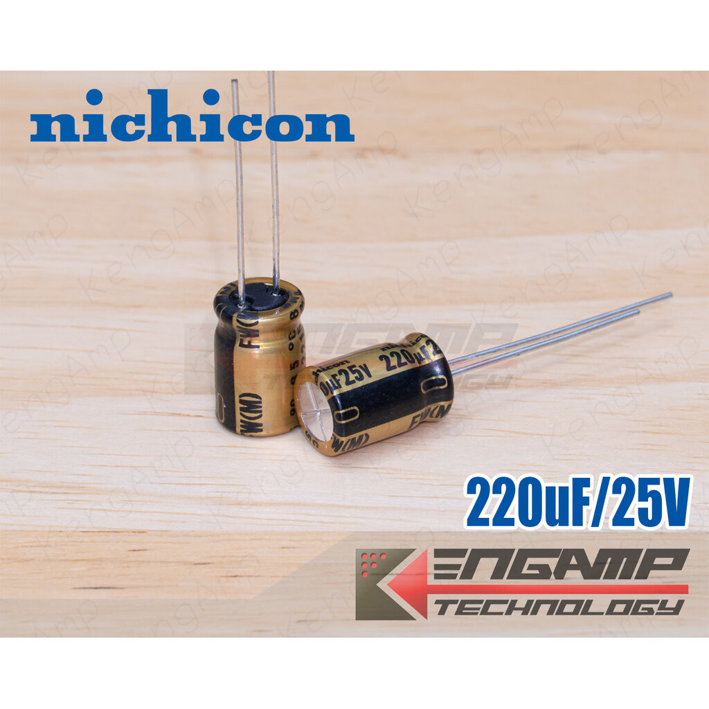(10ตัว) [E-CAP] 220uF/25V 85 C Nichicon FW(M) 8x12mm P=3.5mm
