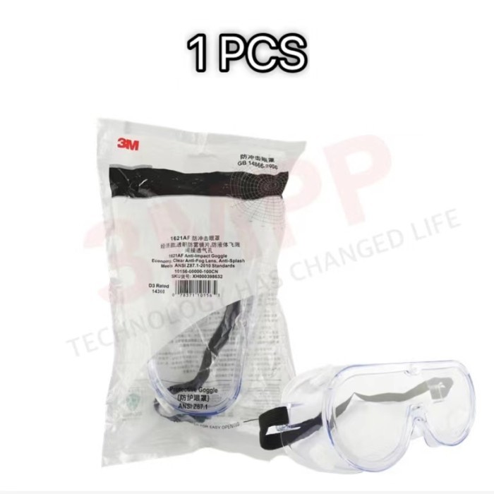 FLAS ~ jessy_mart 3M 1621 AF Safety Goggle Anti-FOG แว่นตา Lab 3M1621 - 3M 1621AF