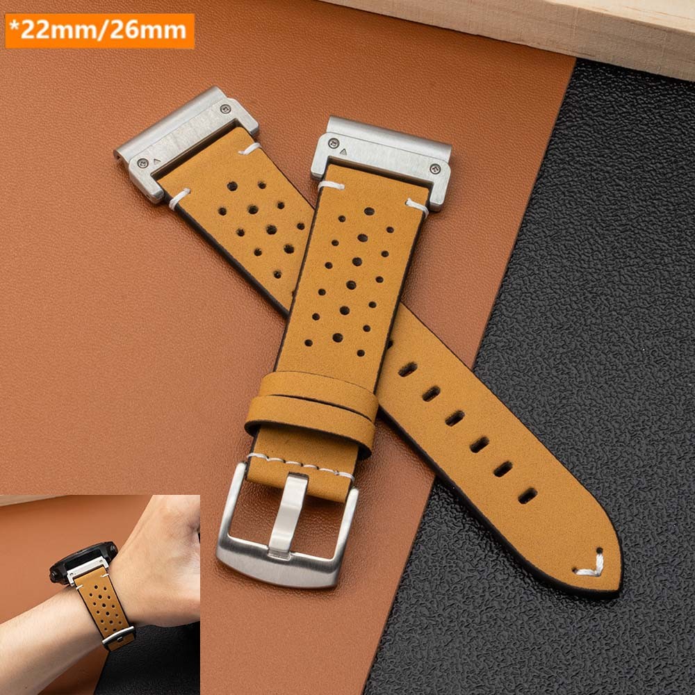 22 มม.26 มม.สายหนังแท้สําหรับ Garmin Enduro 3 Fenix 8 47 มม.51 มม.Quick Fit สร้อยข้อมือสําหรับ Garmi