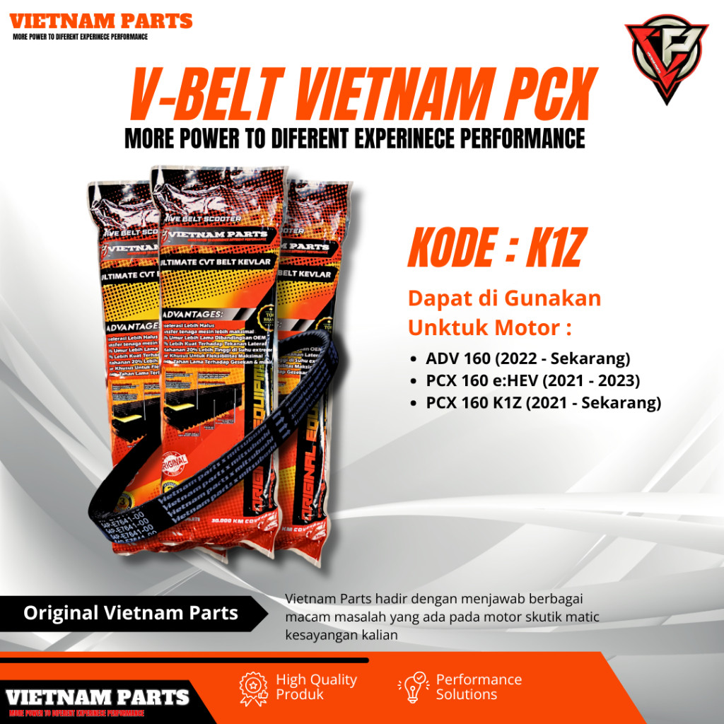 V-BELT CODE K1Z VANBEL PCX 160 ADV 160 CODE K1Z V-BELT PCX ADV ORIGINAL VIETNAM PARTS