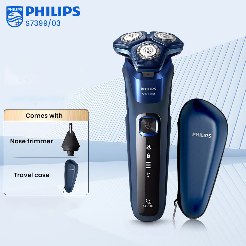 เครื่องโกนหนวด Philips ไฟฟ้าพร้อมที่กันจอนจมูกฟรีเคสเดินทางโกนหนวด S7399