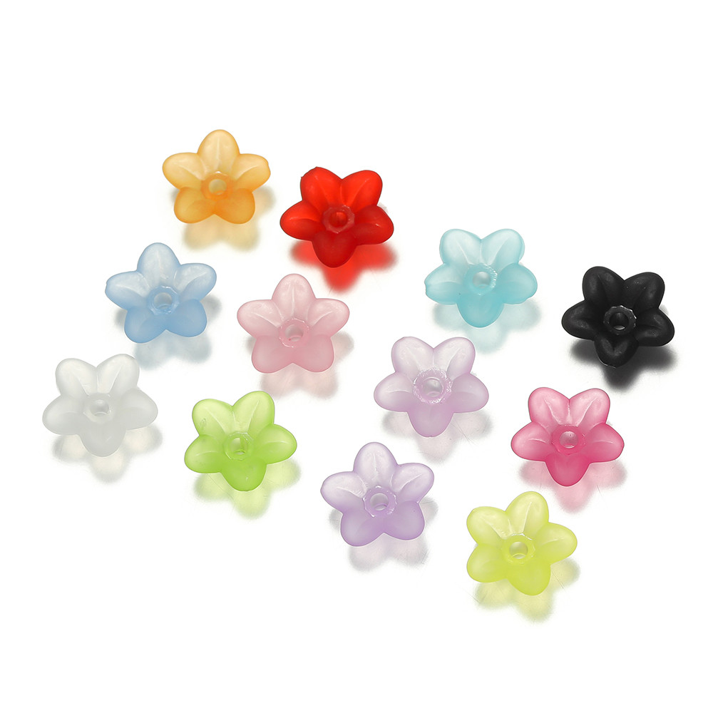 สามมิติลูกปัดดอกไม้ ลูกปัดอะคริลิครูปดอกลิลลี่แห่งหุบเขา 9 มม. 50/100 ชิ้น ลูกปัดใช้ทำเครื่องประดับ