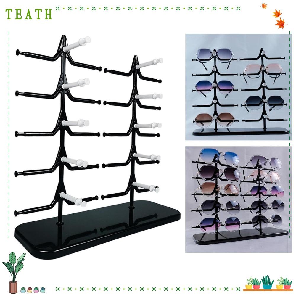TEATH ขาตั้งโชว์ไม้ตู้โชว์ประหยัดพื้นที่ชั้นวางที่วางแว่นกันแดดหลายชั้น