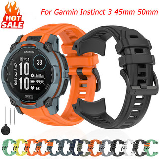 สายรัดซิลิโคนสําหรับ Garmin Instinct 3 45 มม.50 มม.สายนาฬิกากีฬาสําหรับนาฬิกา Garmin Instinct 3 ไม่มีช่องว่างสร้อยข้อมือสายรัดข้อมือ