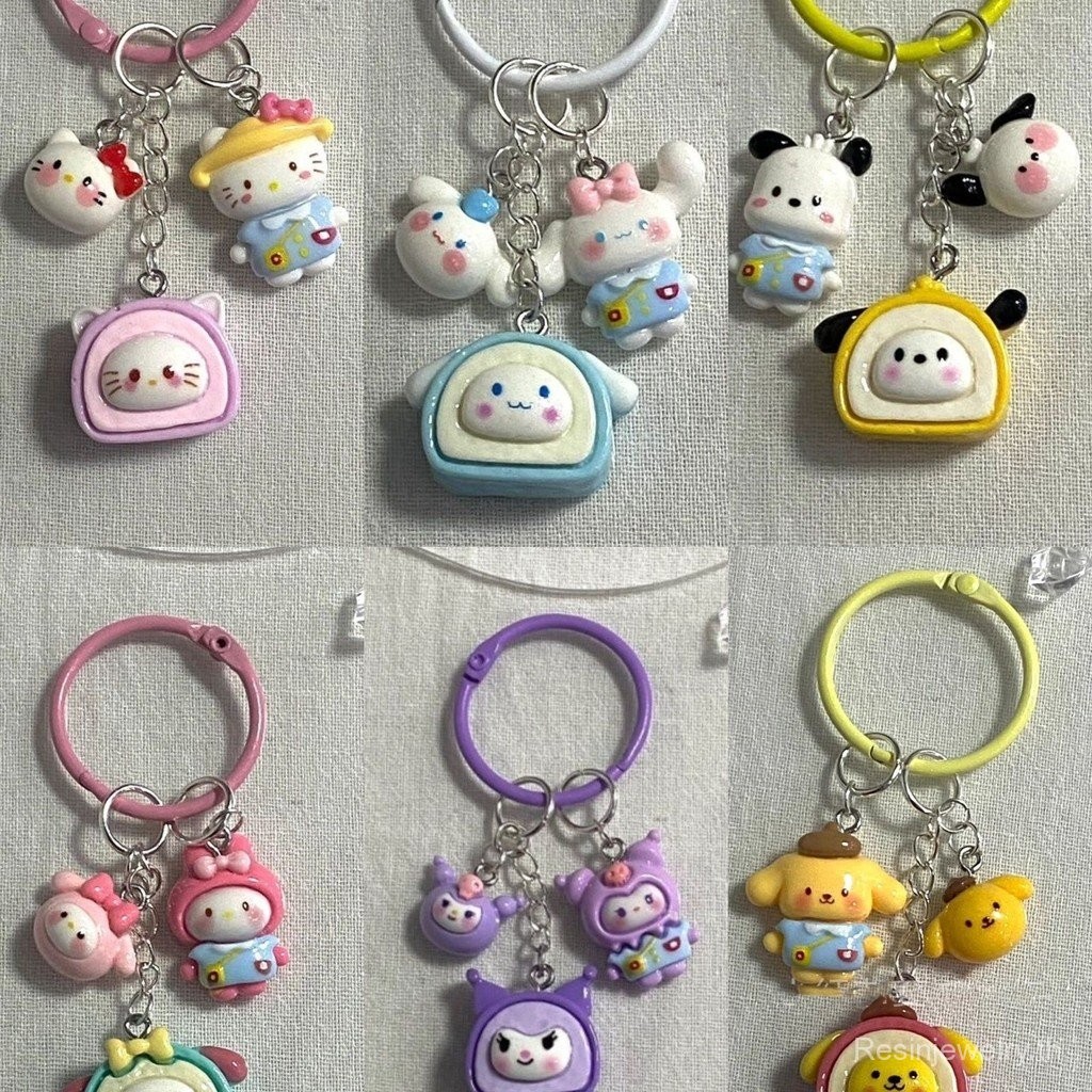 แหวนการ์ด751สไตล์ร้อน Sanrio การ์ตูนสไตล์สร้างสรรค์น่ารักบุคลิกภาพของขวัญพวงกุญแจกระเป๋าจี้พวงกุญแจ