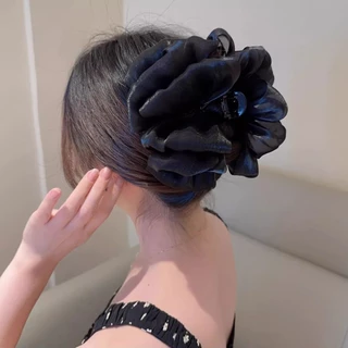 หญิงขนาดใหญ่ 2025 สไตล์ใหม่ High-End Gauze Cloud Bubble Clamp