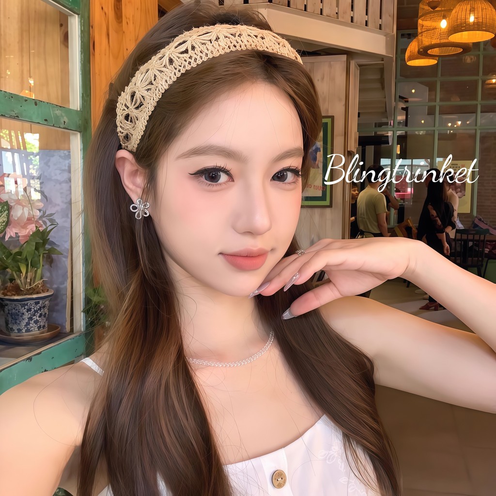 เครื่องประดับผม ถักผ้าลินิน  การทอแบบกลวง มีให้เลือกสามสไตล์ หวานและน่ารัก  ห่วงผมแฟชั่น