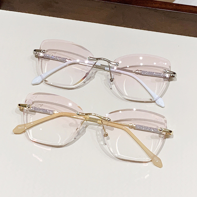 (+0~+400) แว่นสายตายาวแฟชั่นผู้หญิงไร้กรอบป้องกันแสงสีฟ้าแว่นสายตายาวแว่นตาอ่านหนังสือผู้สูงอายุ - รูปที่ 3
