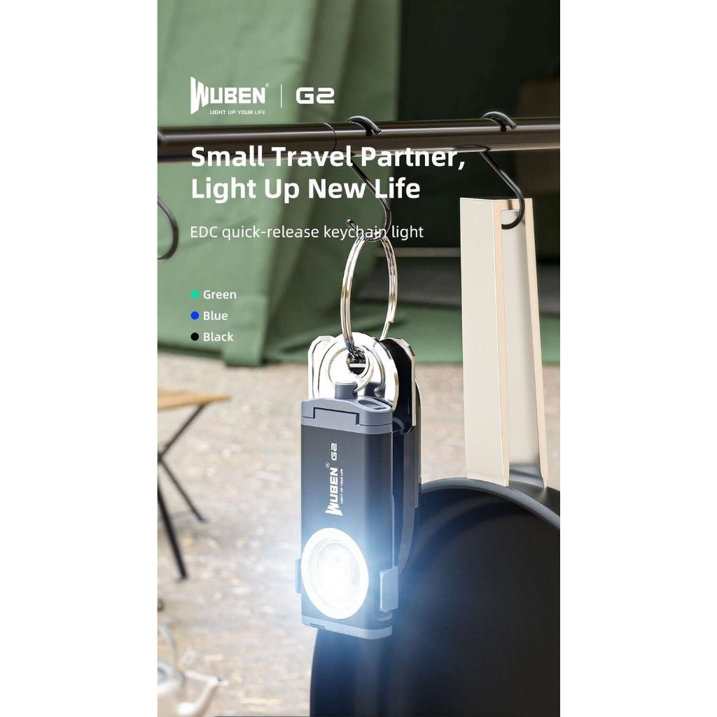 WUBEN G2 Mini EDC ไฟฉายพวงกุญแจ 500 ลุมเมนส์ กันน้ำ มีหางแม่เหล็ก ใช้ได้ทั้งเดินป่าและทำกิจกรรมกลางแ
