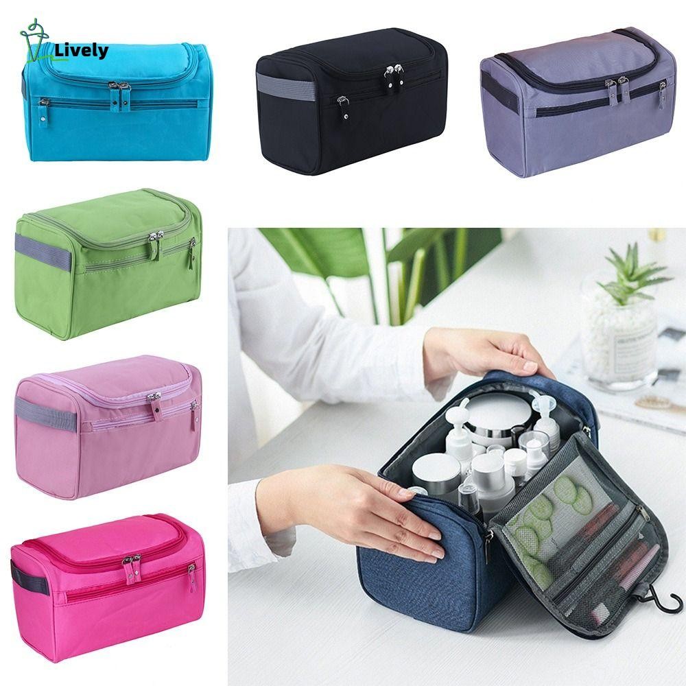INNEW Travel Organizer,Handhold Multicolor กระเป๋าแต่งหน้า,มัลติฟังก์ชั่นความจุขนาดใหญ่กันน้ําซิปปิด Tote Travel