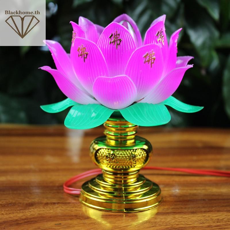 ACK 1 ชิ้นพุทธโคมไฟดอกบัวที่มีสีสันเดสก์ท็อปตกแต่งสําหรับ Homeสมาธิบูชาพุทธศาสนาวัด N