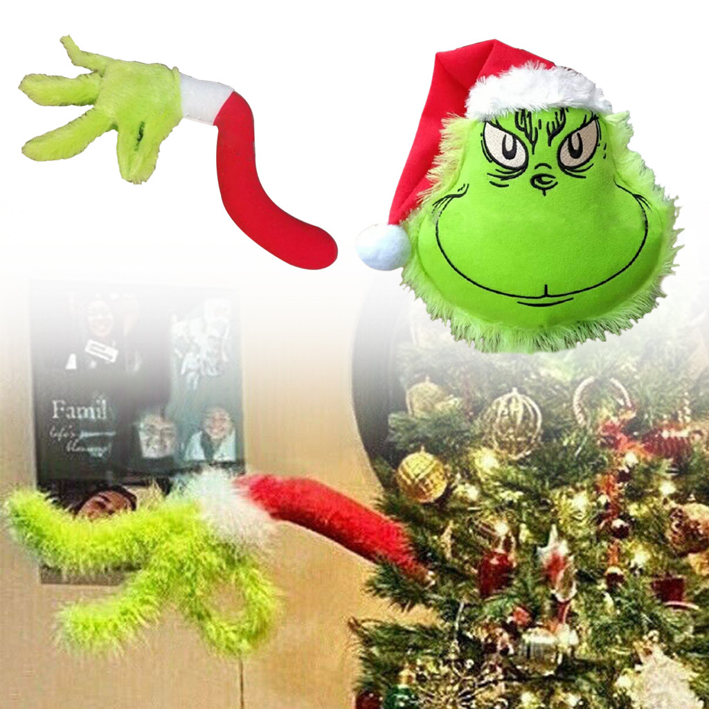 1 ชิ้น Grinch คริสต์มาส Grinch ตุ๊กตาของเล่นสีเขียว-Furred ตุ๊กตา Elf หัว Figurine Quirky และงานรื่น