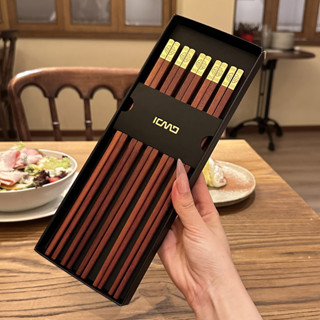 ตะเกียบไม้พะยูงระดับไฮเอนด์ตะเกียบไม้เนื้อแข็งหัวทองในครัวเร…