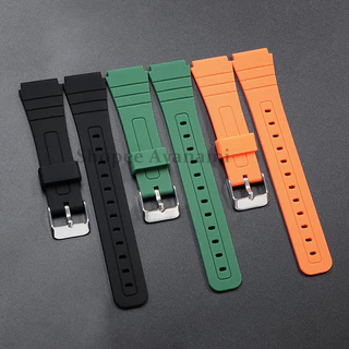 18 มม.สายนาฬิกากีฬาสําหรับ Casio สร้อยข้อมือยางซิลิโคนนาฬิกาสําหรับ A158 A168 AE1200 AE1300 F105 F108 F84 W800H SGW400 สายคล้อง