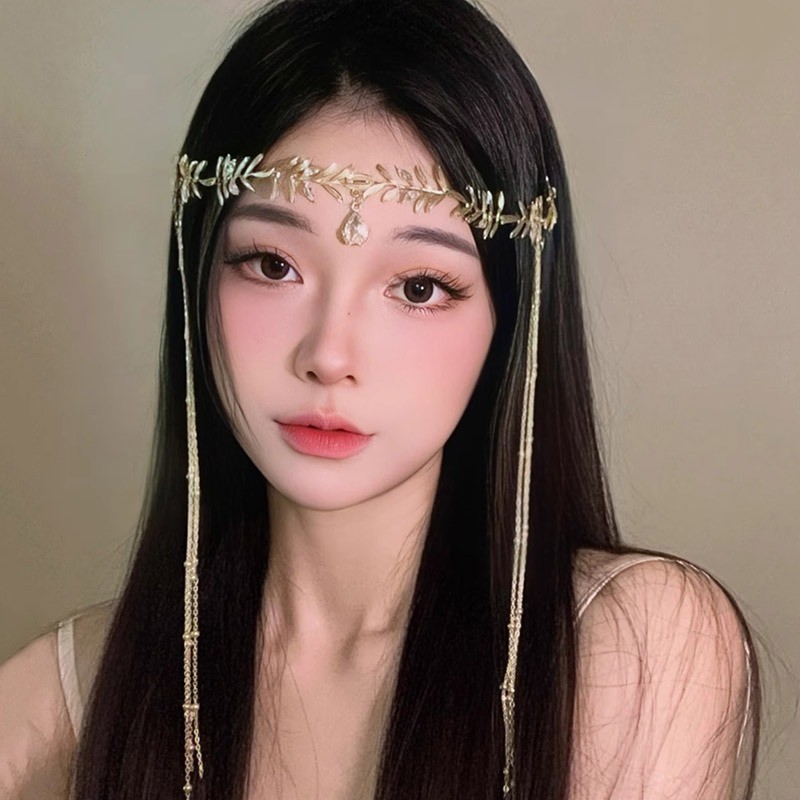 พู่ยาว Waterdrop Rhinestone Headpiece พร้อม Hairpins เครื่องประดับหน้าผากสําหรับผู้หญิงสาว