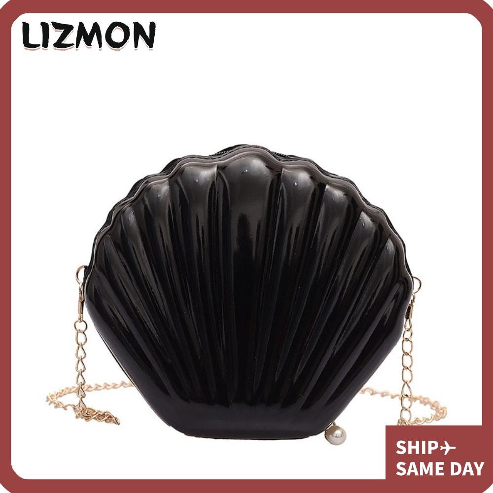 กระเป๋าถือสะพายไหล่ LIZMON, กระเป๋าเปลือกหอยเลื่อมโซ่, กระเป๋าสะพายข้างซิป Duricrust สีสันสดใส