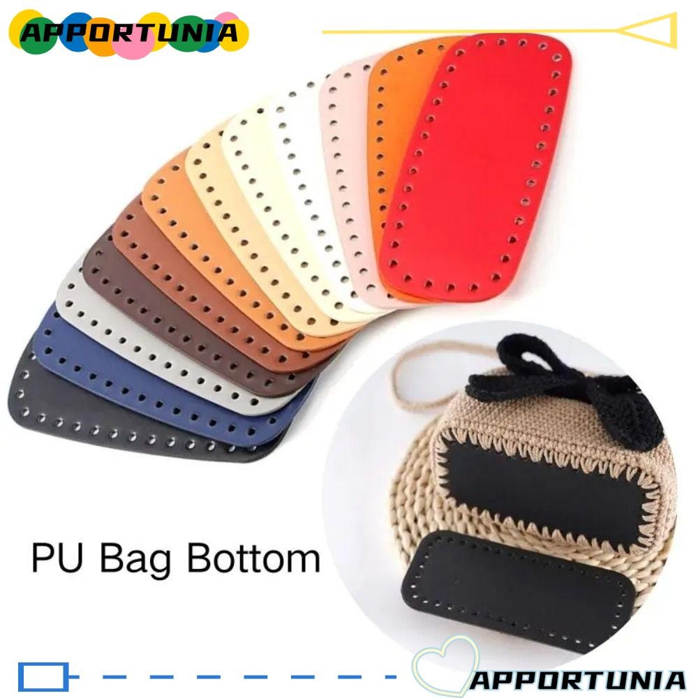 Apportunia ก้นกระเป๋ายาว, ทํากระเป๋ากระเป๋ารูปไข่โครเชต์ด้านล่าง, DIY แบบมีรูหนัง PU ถักกระเป๋าฐานอุปกรณ์เสริม