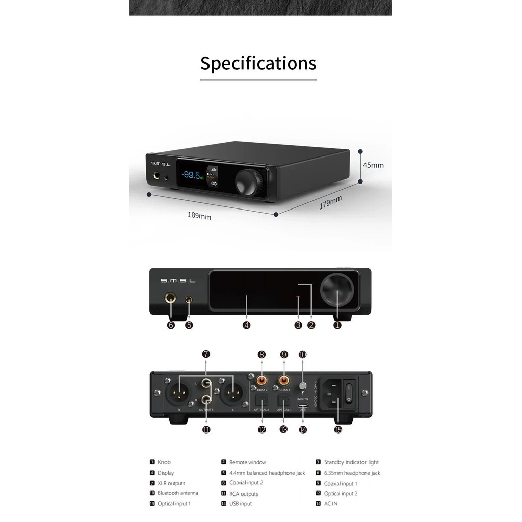 Smsl RAW-MDA1 MQA ถอดรหัสเต็มรูปแบบเสียงความละเอียดสูง Dual ESS9039Q2M DAC 6* OPA1612A บลูทูธ 5.1 LDAC