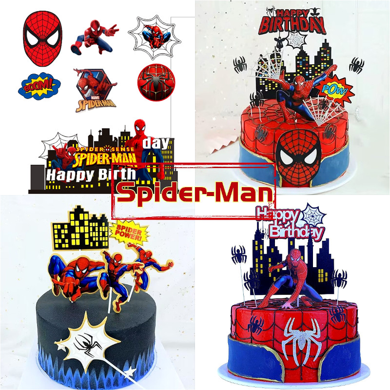 Spider Man themed ชุดตกแต่งเค้กสุขสันต์วันเกิด