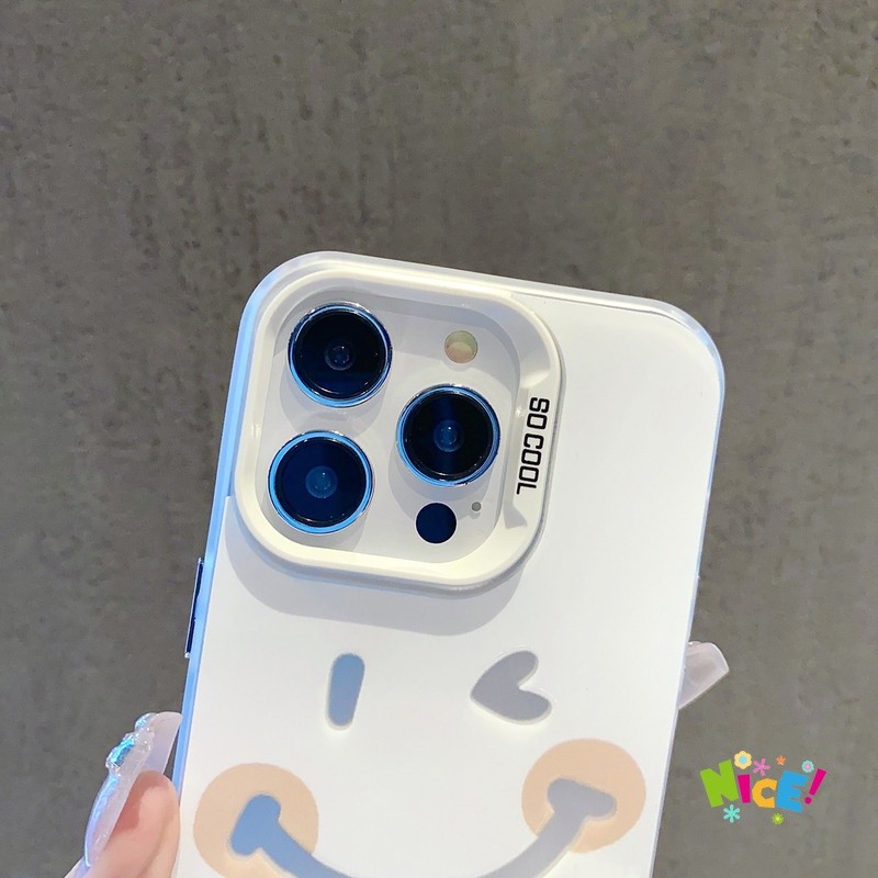 💖Bov CASE💖ยิ้มง่ายป้องกันการตกปุ่มโลหะกรณีโทรศัพท์สำหรับ iPhone16 15 14 13 12 11 Pro MAX XSMax XS XR X 7P8Plus-MSCY40