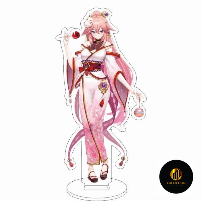 พวงกุญแจ โมเดล สแตนดี้ Genshin Impact Yae Miko ของตกแต่งการเรียนและโต๊ะทํางาน