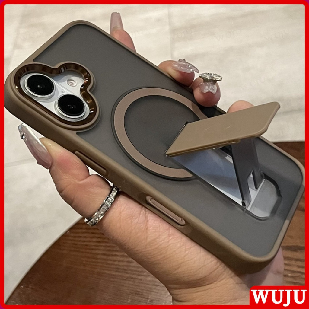 WUJU แท่นวางที่มีสไตล์การชาร์จแบบไร้สายแบบแม่เหล็กด้าน เคส เข้ากันได้สำหรับ เคสไอโฟน Case Compatible For iPhone 17 16 15 14 13 12 11 Pro Max Plus Air ช็อค พรูฟ เคสโทรศัพท์